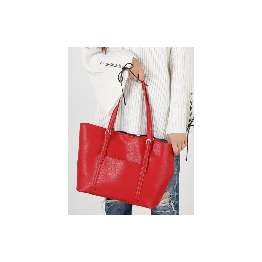MOUSSY moussy 5POKETトートバッグ レッド -靴＆ファッション通販 MOUSSYレッドのハンドバッグ