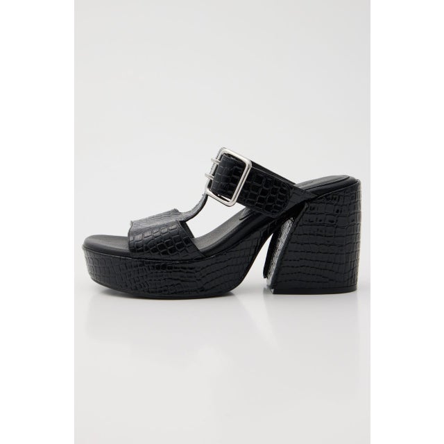 CROCO CHUNKY HEEL サンダル BLK