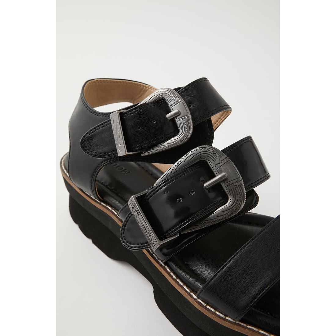 MOUSSY DOUBLE BUCKLE サンダル BLK -ファッション通販 FASHION WALKER