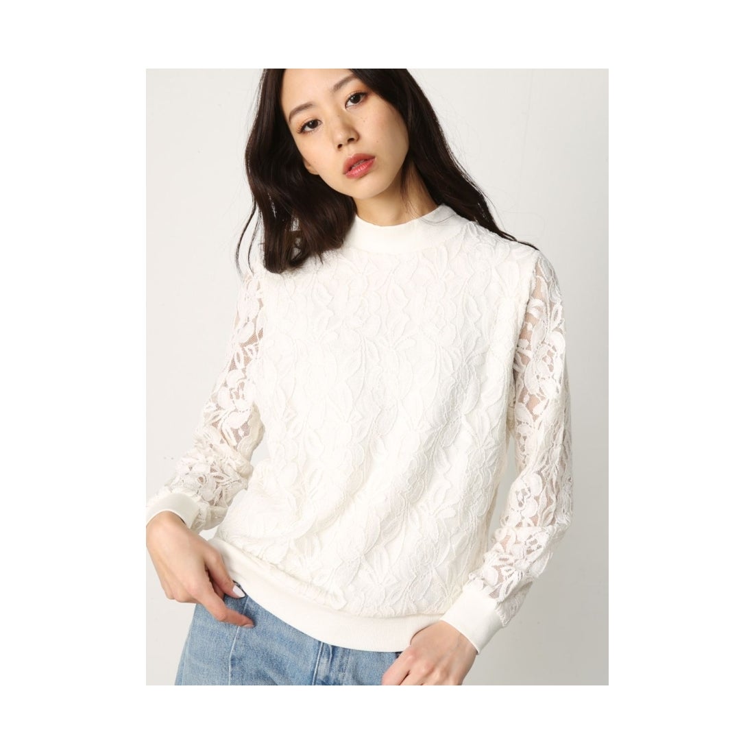 MOUSSY moussy HINECKレーストップス オフホワイト -ファッション通販