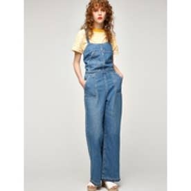 MOUSSY moussy HIWAISTEDデニムサロペット ブルー -ファッション通販