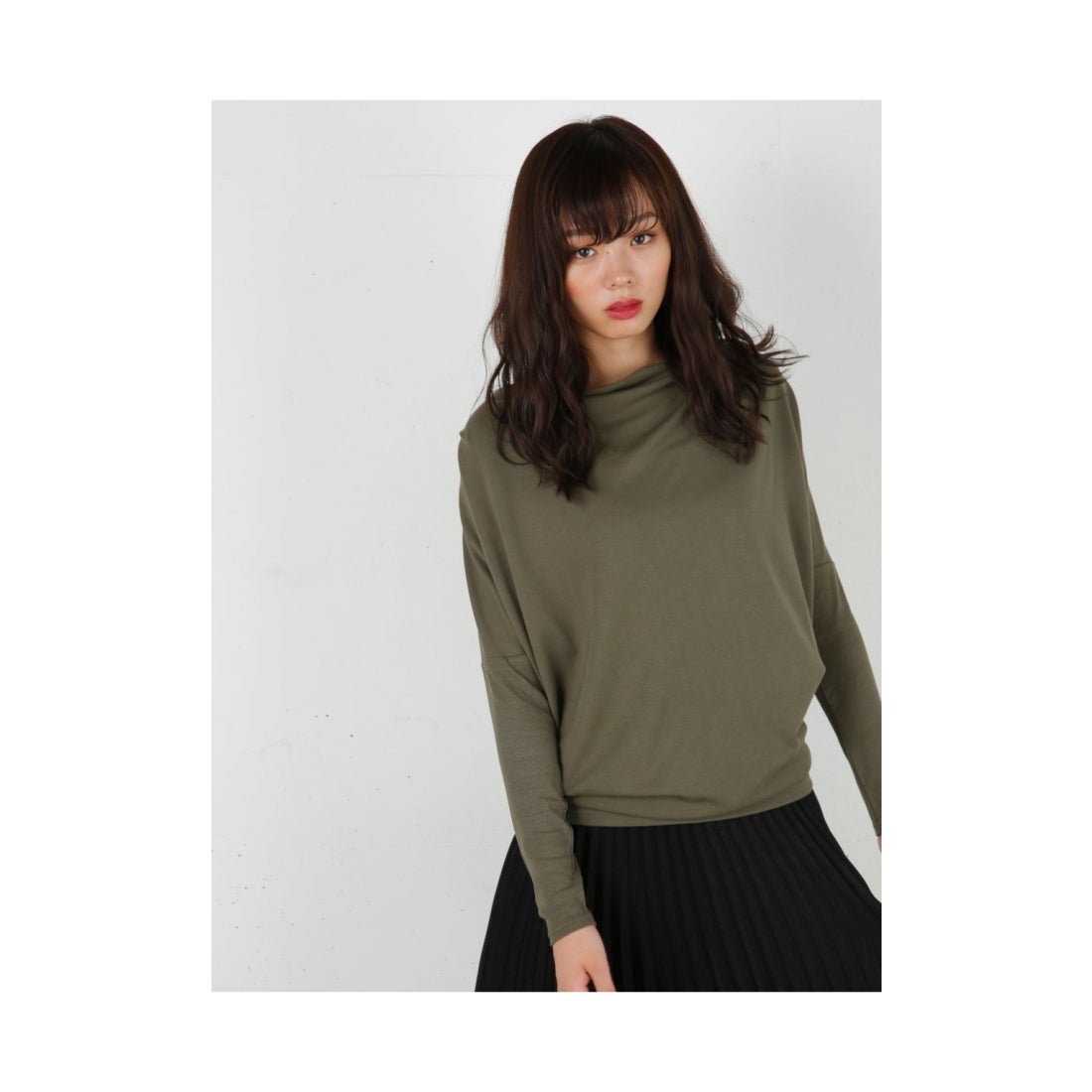 MOUSSY moussy LONGRIBドレープトップス カーキ -ファッション通販 