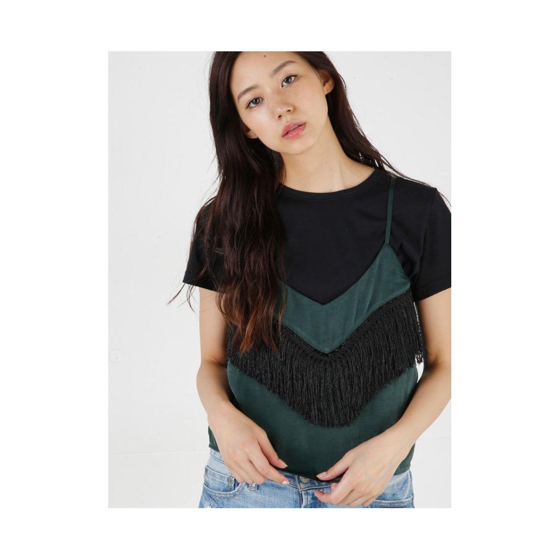 MOUSSY moussy SATINキャミソール ダークグリーン -ファッション通販 