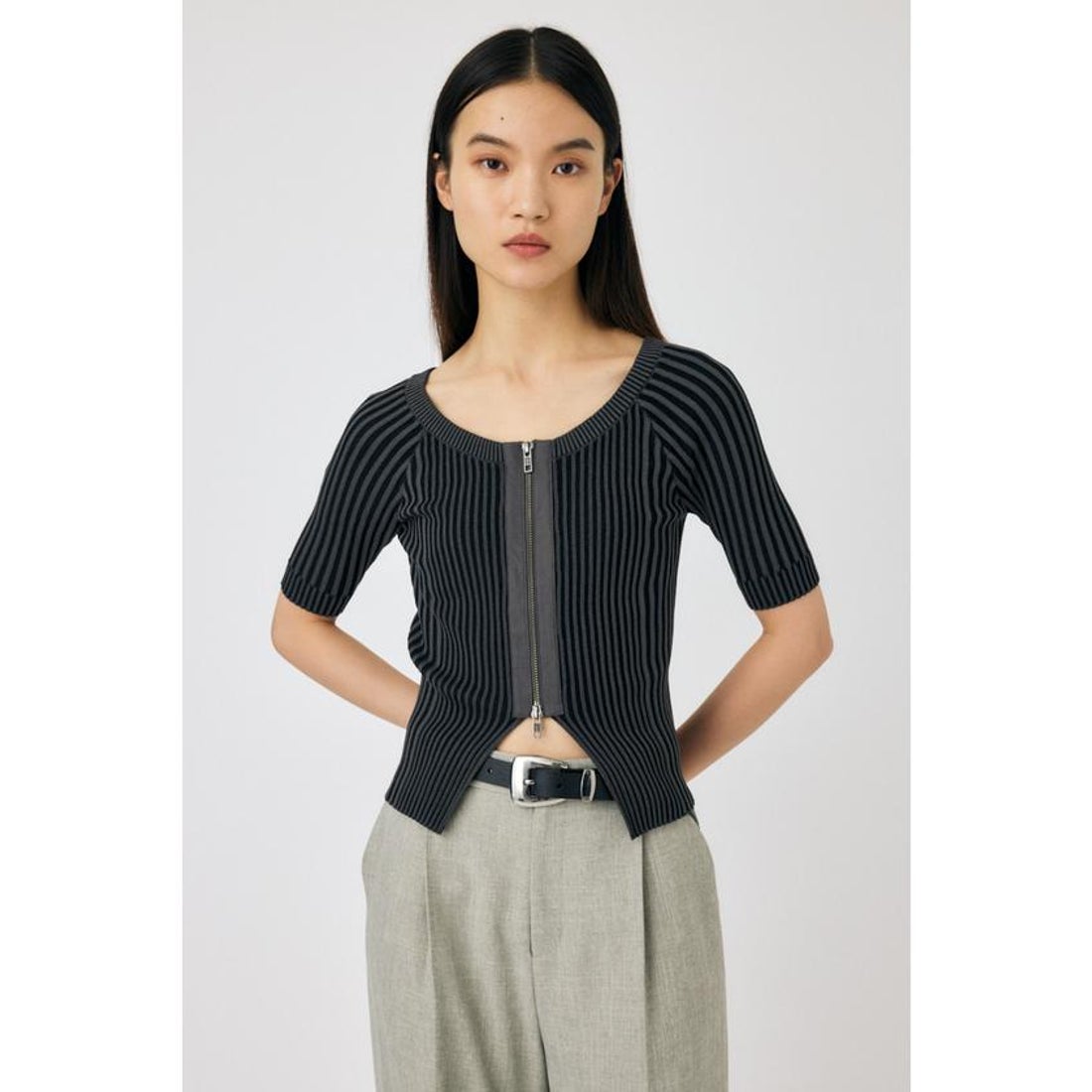 マウジー MOUSSY ZIP UP RIB トップス （BLK） - ファッション通販 ZIP UP RIB トップス
