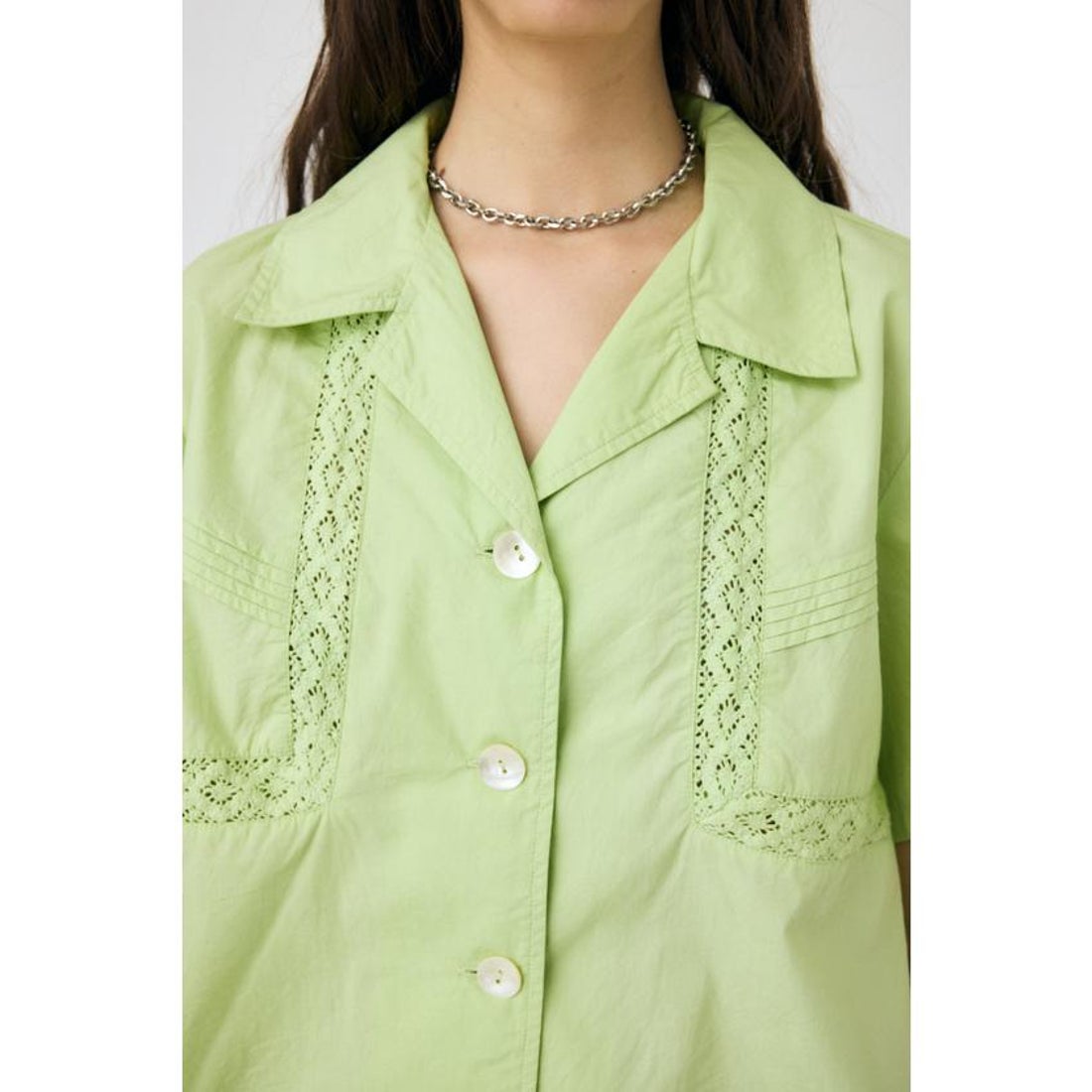 マウジー MOUSSY CROCHET COMBI シャツ （WHT） - ファッション通販 