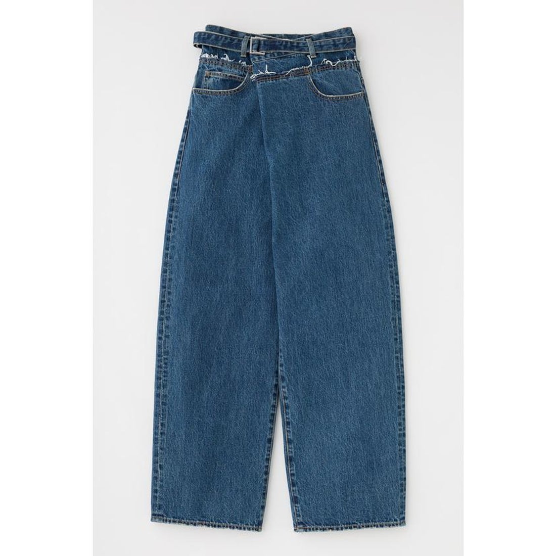 マウジー MOUSSY FOLD WAIST WIDE STRAIGHT （BLU） - ファッション 