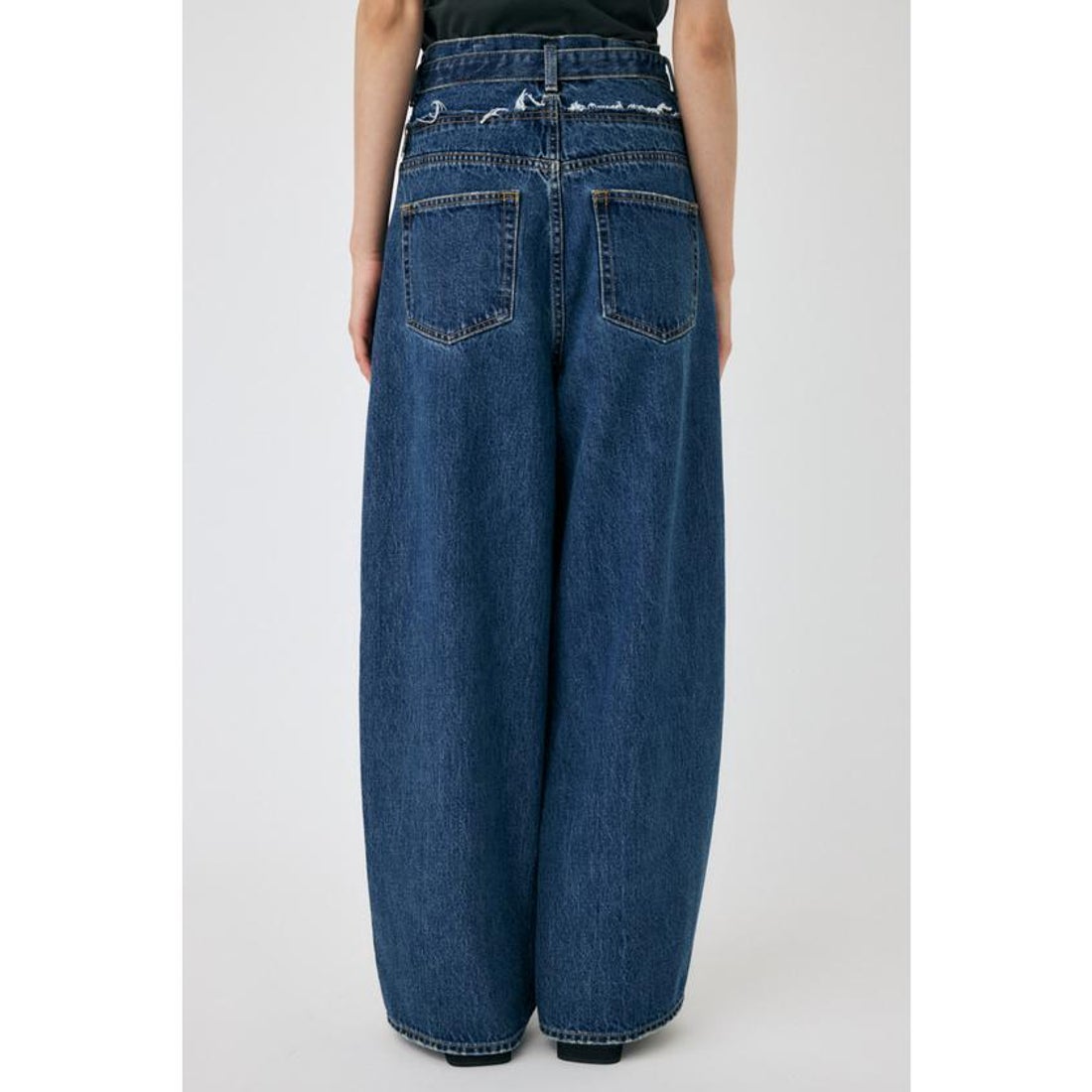 マウジー MOUSSY FOLD WAIST WIDE STRAIGHT （BLU） - ファッション 