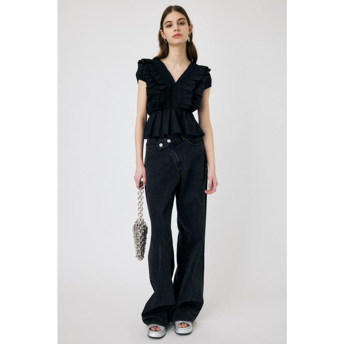 マウジー MOUSSY SHOULDER フリルブラウス （BLK） - ファッション通販 