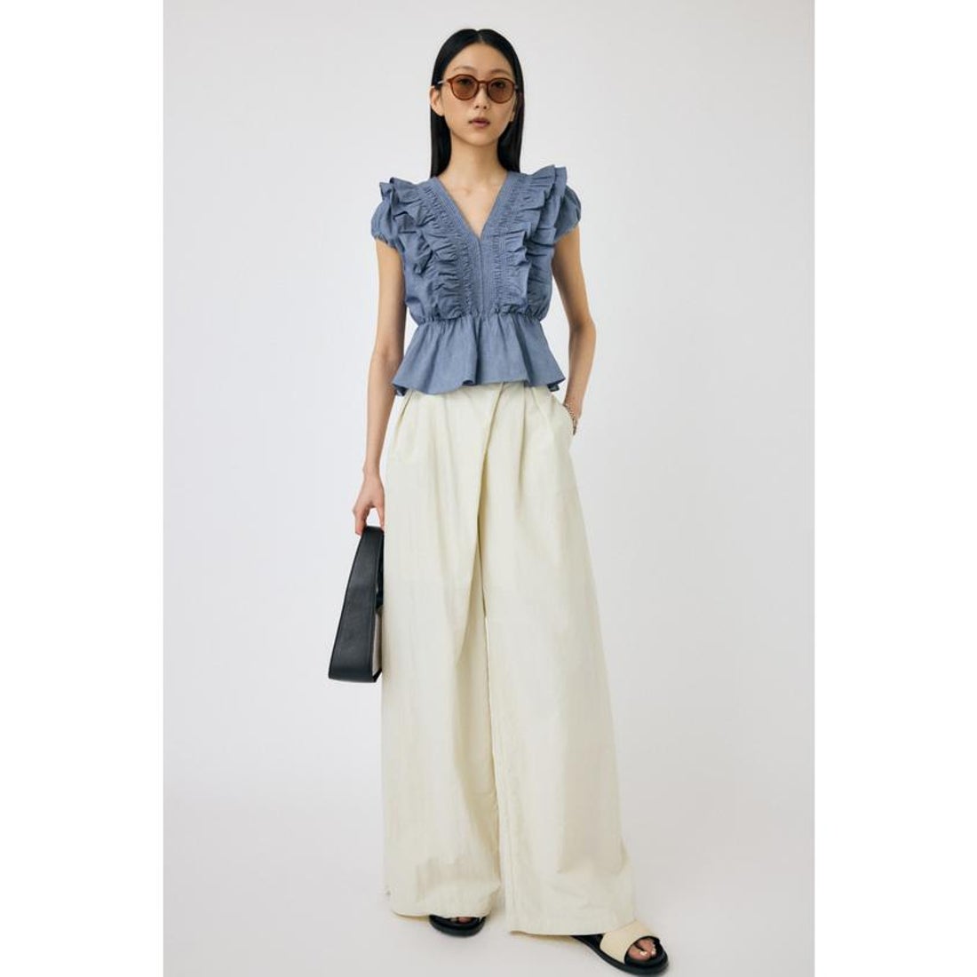 マウジー MOUSSY SHOULDER フリルブラウス （BLK） - ファッション通販 