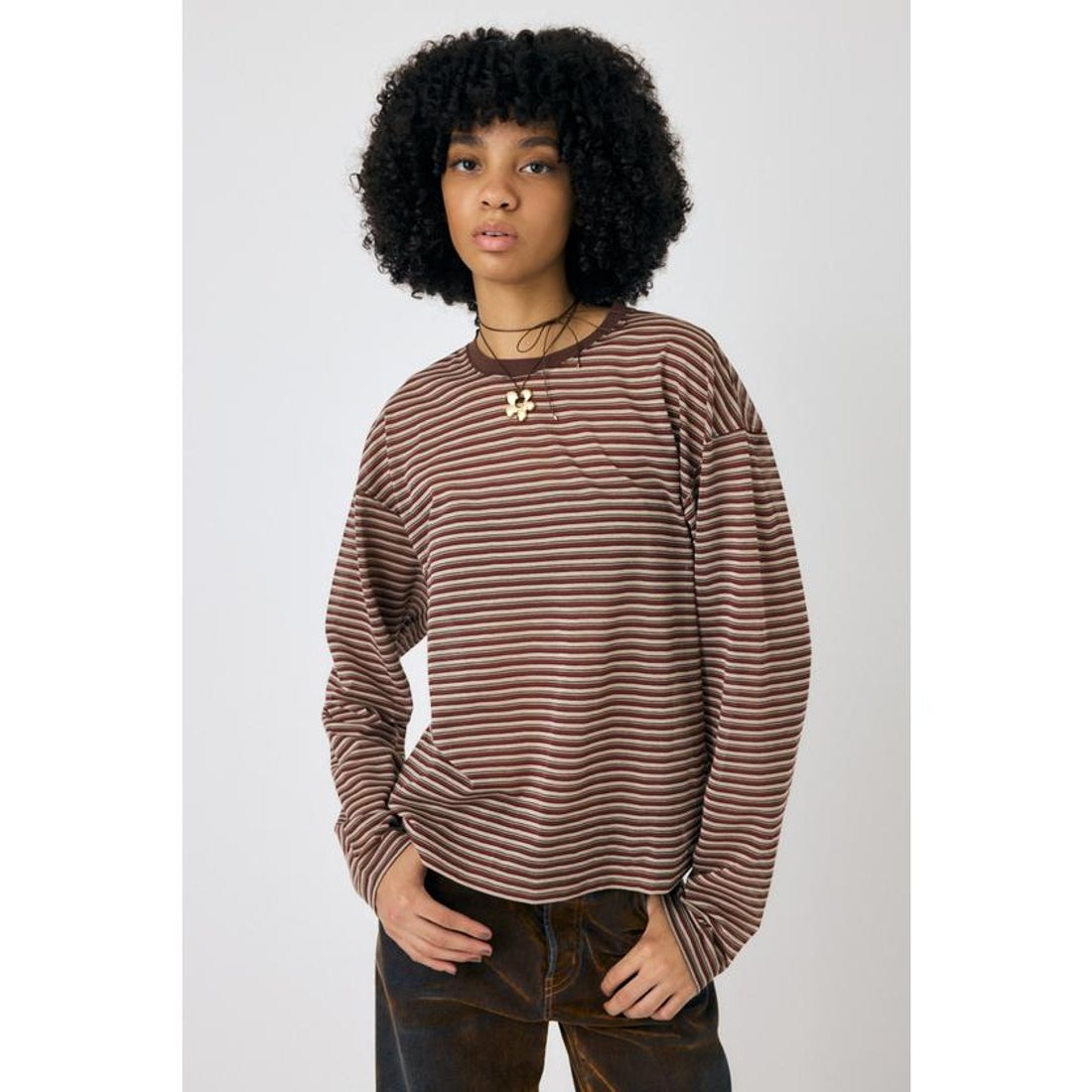 マウジー MOUSSY SHEER BORDER ロンT （BRN） - ファッション通販 d 