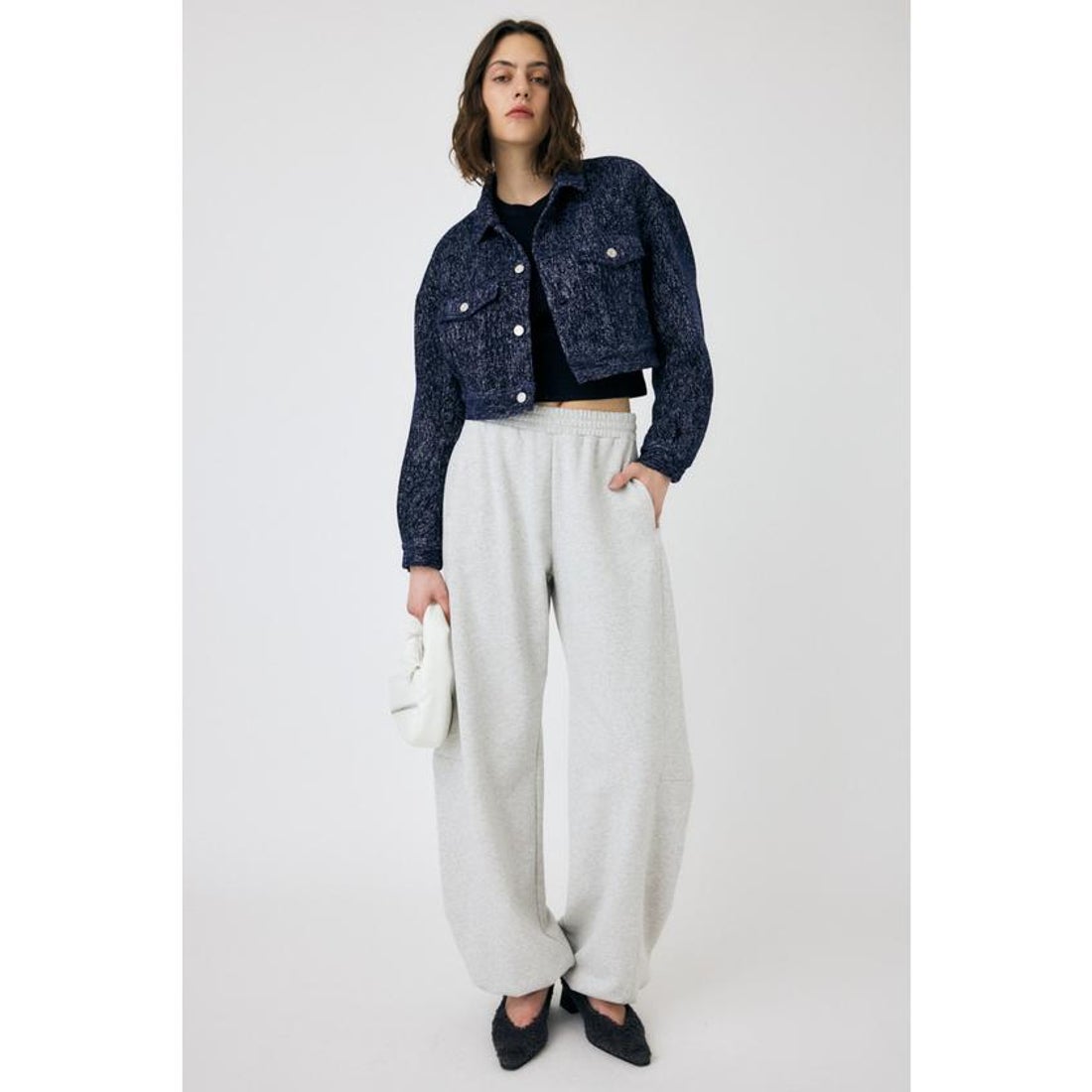 マウジー MOUSSY SHORT TWEEDY ジャケット （BLU） - ファッション通販
