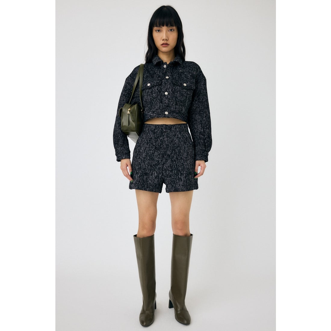 MOUSSY SHORT TWEEDY ジャケット BRN -ファッション通販 FASHION WALKER