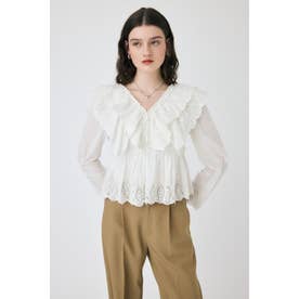 マウジー MOUSSY EYELET RUFFLE ブラウス （O/WHT1） - ファッション
