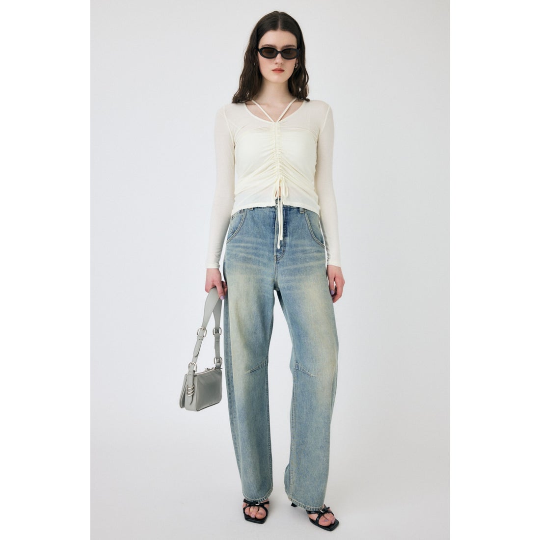 マウジー MOUSSY FRONT GATHER ロングスリーブトップス （O/WHT1