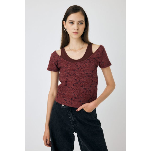 LAYERED LACE トップス BRN