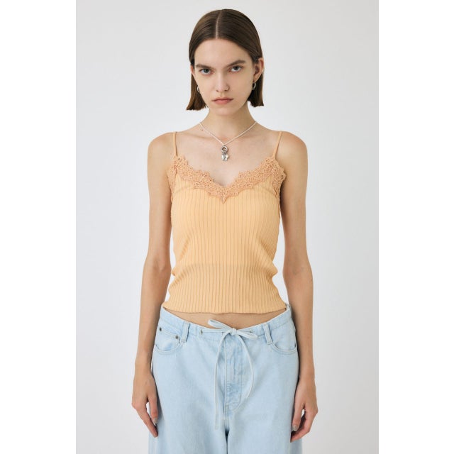 LACE TRIM RIB キャミソール L/ORG1