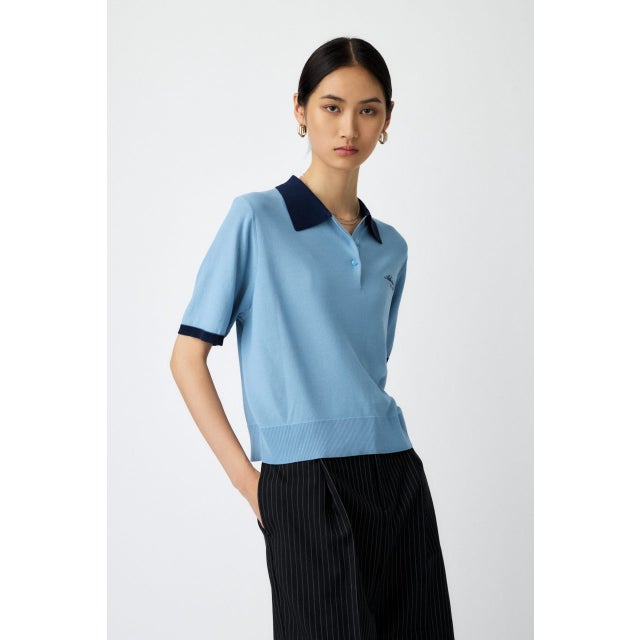 HALF SLEEVE ニットポロ L/BLU1