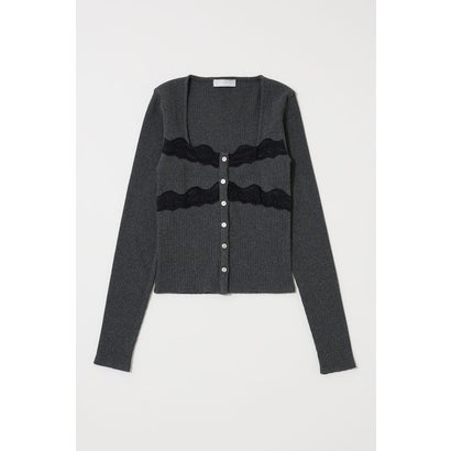 FRONT BUTTON LACY ロングスリーブトップス T.GRY｜詳細画像