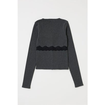 FRONT BUTTON LACY ロングスリーブトップス T.GRY｜詳細画像