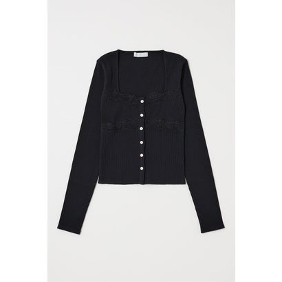 FRONT BUTTON LACY ロングスリーブトップス T.GRY｜詳細画像