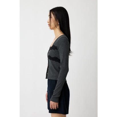 FRONT BUTTON LACY ロングスリーブトップス T.GRY｜詳細画像