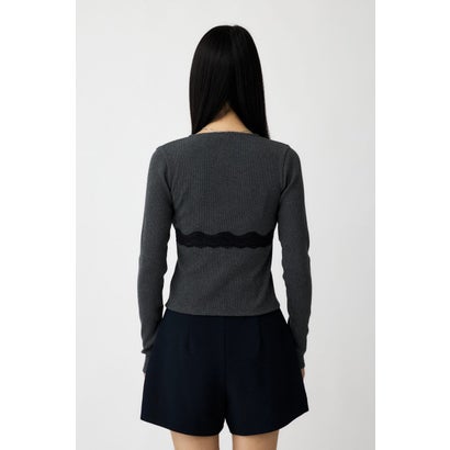 FRONT BUTTON LACY ロングスリーブトップス T.GRY｜詳細画像