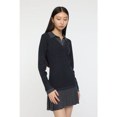 LAYERED KNIT ミニドレス C.GRY｜詳細画像