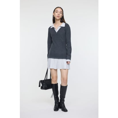 LAYERED KNIT ミニドレス C.GRY｜詳細画像