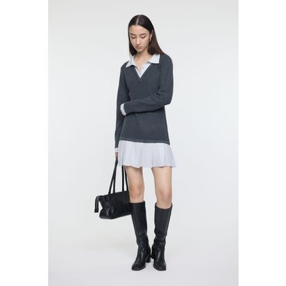 LAYERED KNIT ミニドレス C.GRY｜詳細画像