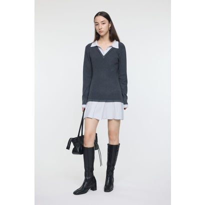 LAYERED KNIT ミニドレス C.GRY｜詳細画像