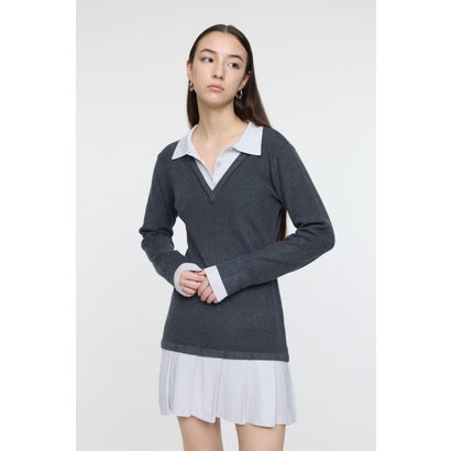 LAYERED KNIT ミニドレス C.GRY｜詳細画像