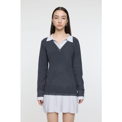 LAYERED KNIT ミニドレス C.GRY｜詳細画像