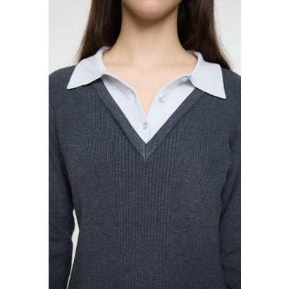 LAYERED KNIT ミニドレス C.GRY｜詳細画像