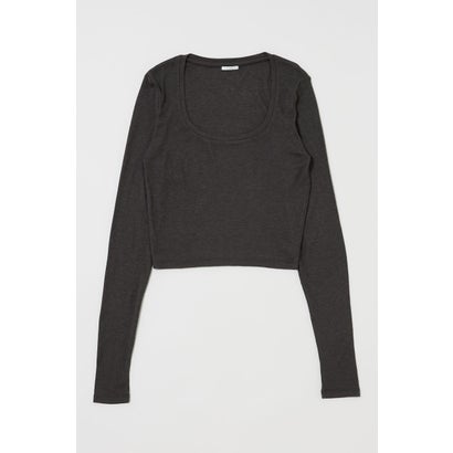 SCOOP NECK ロングスリーブ TEE GRY｜詳細画像
