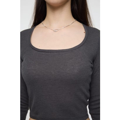 SCOOP NECK ロングスリーブ TEE GRY｜詳細画像