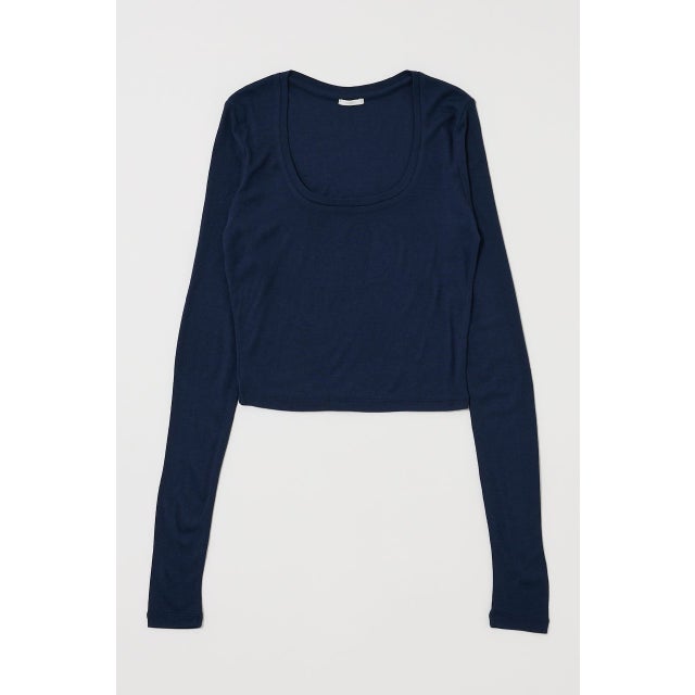 SCOOP NECK ロングスリーブ TEE NVY