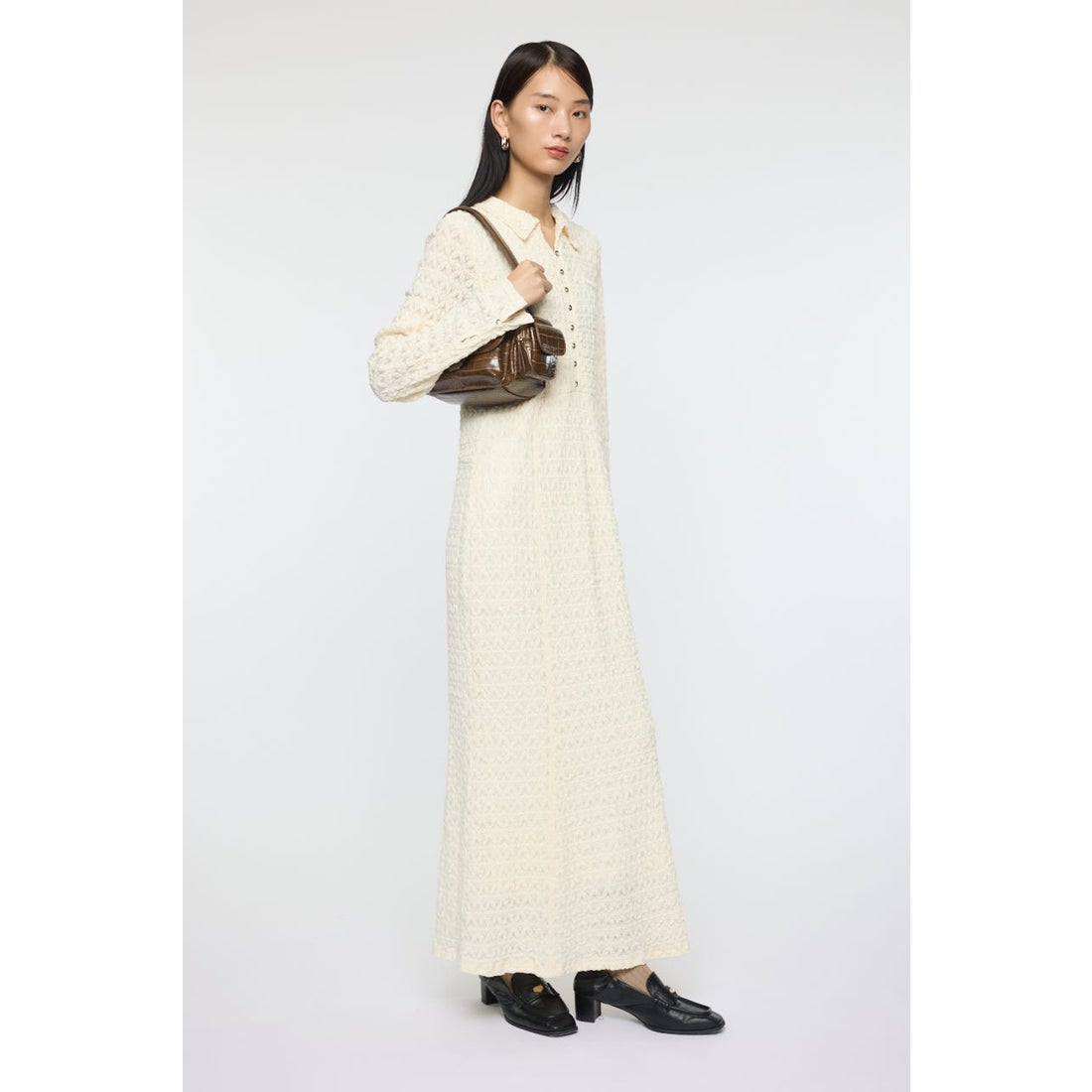 マウジー MOUSSY L/S MERMAID LACE LONG ドレス （NVY 