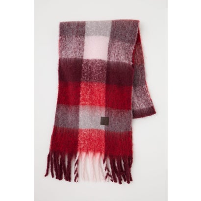 FLUFFY KNIT スカーフ 柄RED5｜詳細画像