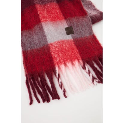 FLUFFY KNIT スカーフ 柄RED5｜詳細画像