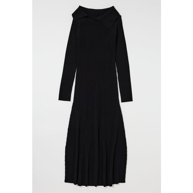 ASYMMETRY COLLAR KNIT ドレス BLK