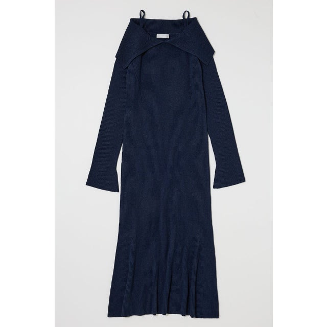 BIG COLLAR KNIT ドレス NVY