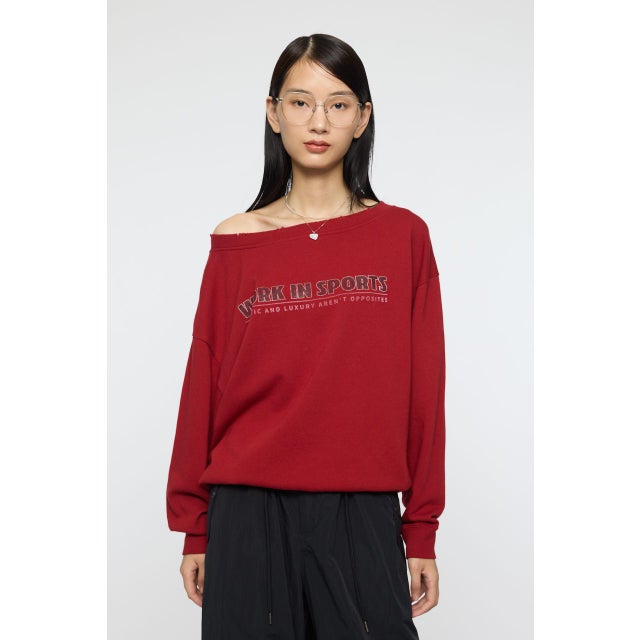 OFF SHOULDER LOGO SWEAT プルオーバー D/RED3