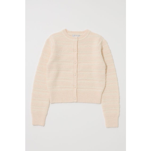 SHADOW STRIPE KNIT カーディガン O/WHT1