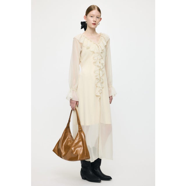 RUFFLE CHIFFON MAXI ドレス IVOY3