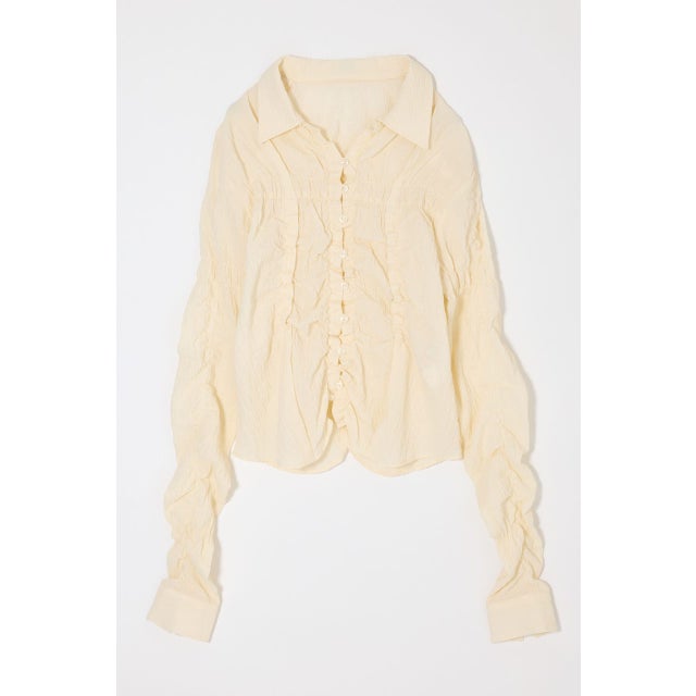 BUTTON UP SHIRRING シャツ ECRU