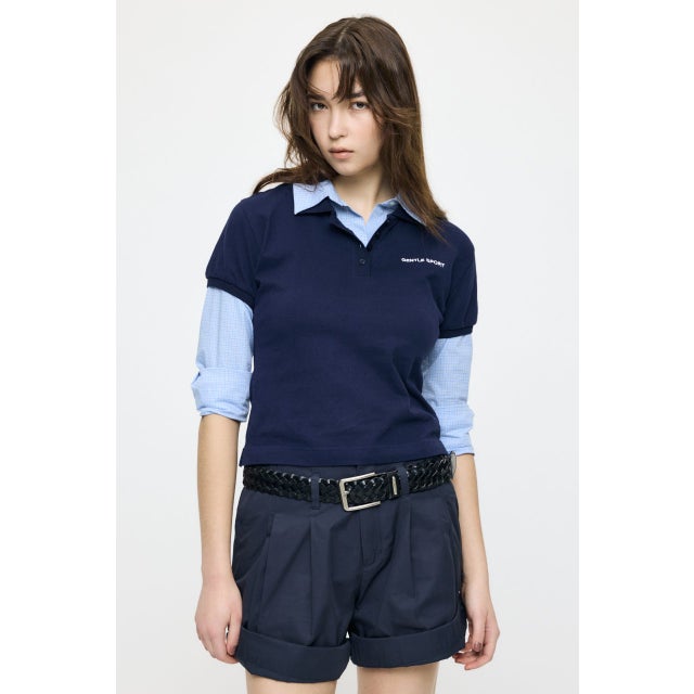 SHIRT SLEEVE STRIPED POLO Tシャツ NVY