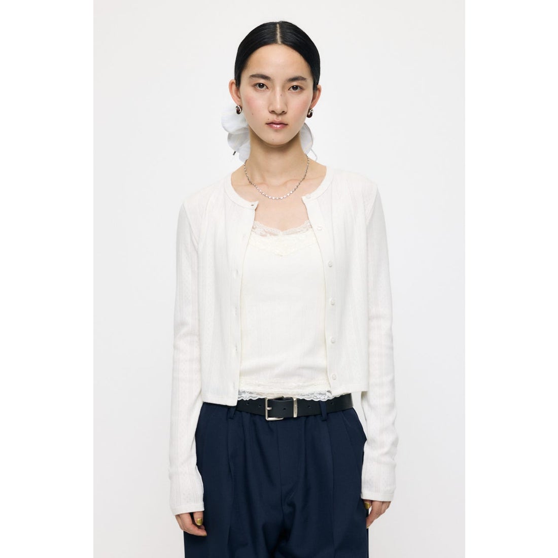 マウジー MOUSSY LACY CAMI AND カーディガン （WHT） - ファッション