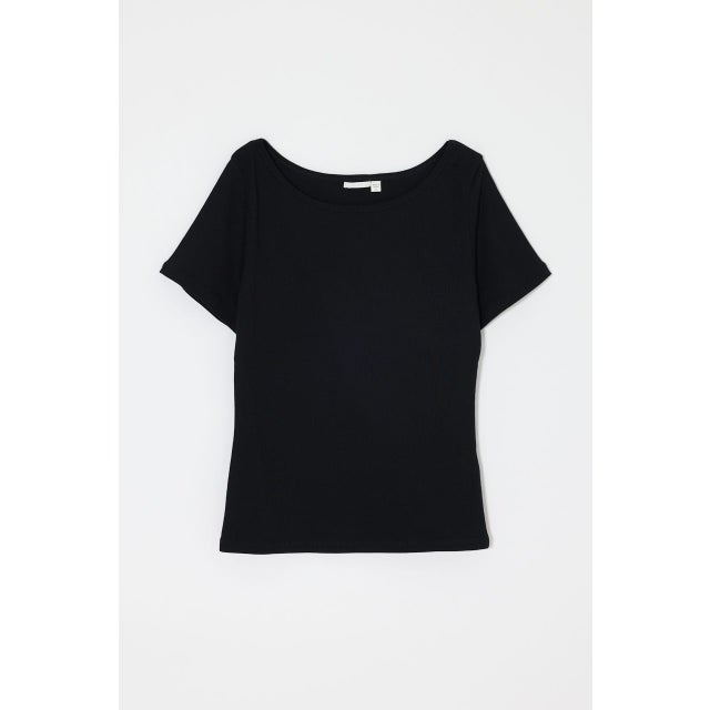 SUVIN GIZA BOAT NECK TEE BLK