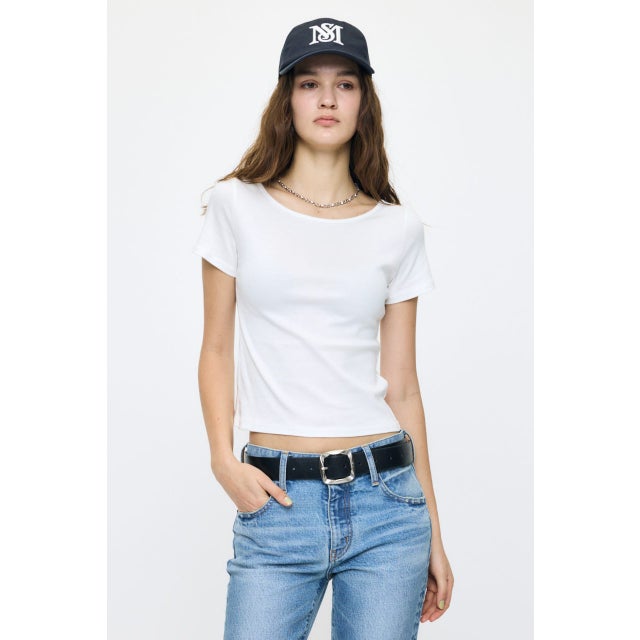SUVIN GIZA BOAT NECK TEE WHT