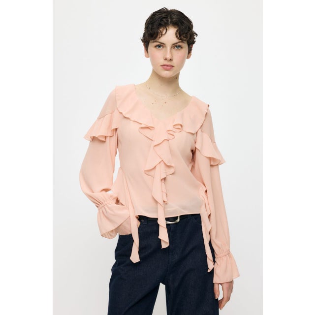 CHIFFON RUFFLE  ブラウス L/PNK1